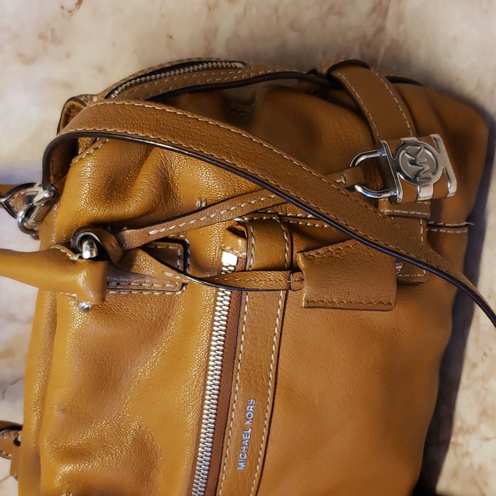 Michael Kors Camel Brown Leather Satchel - Picture 3 of 10